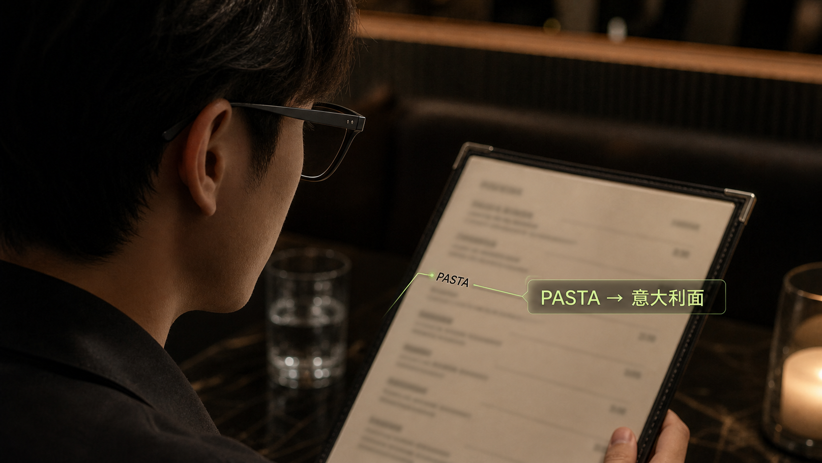 智能眼镜将 PASTA 原位翻译为意大利面